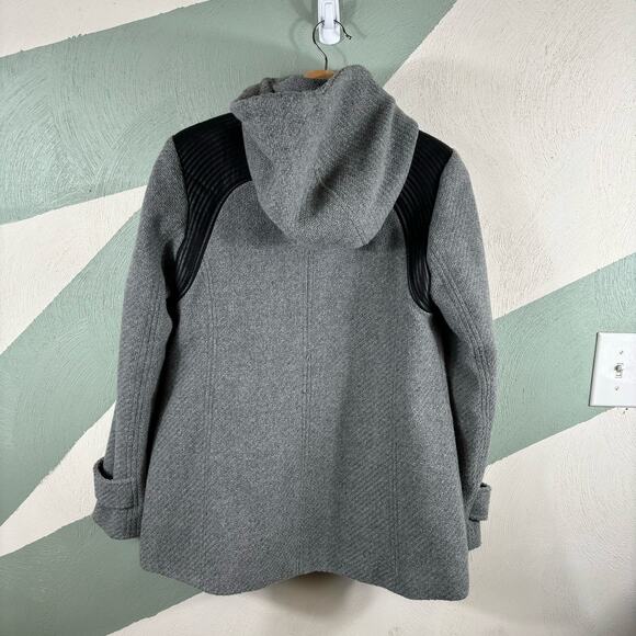 Guess Los Angeles Womens Small Gray Hooded Coat Toggle Closure Wool Blend Jacket - Picture 13 of 14